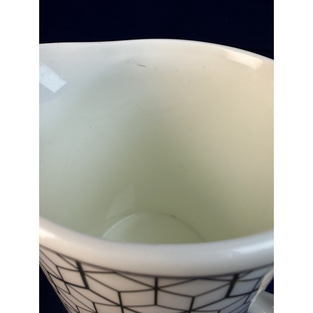 Grace's White with Metallic Gold Geometric Trim Porcelain Teapot Pitcher - Picture 13 of 13